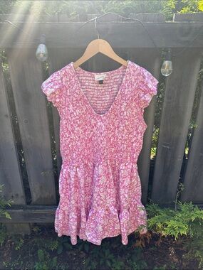 Universal Thread Pink Floral Smocked Tiered Dress